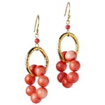 Coral Double-ring Drop Earring 珊瑚耳環