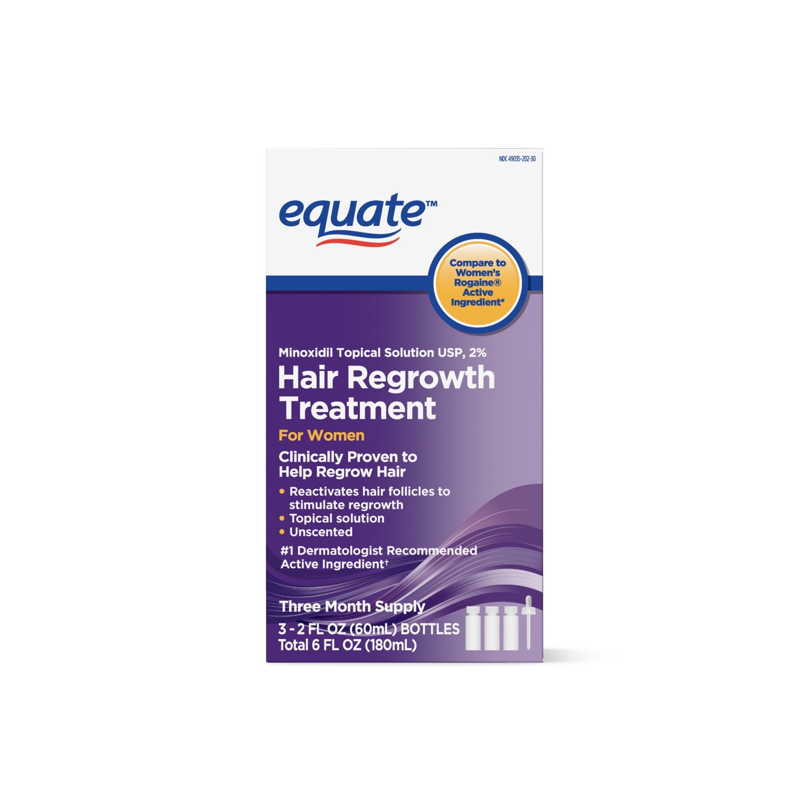 Equate Minoxidil 2% 女性生髮液（3個月份／3瓶）