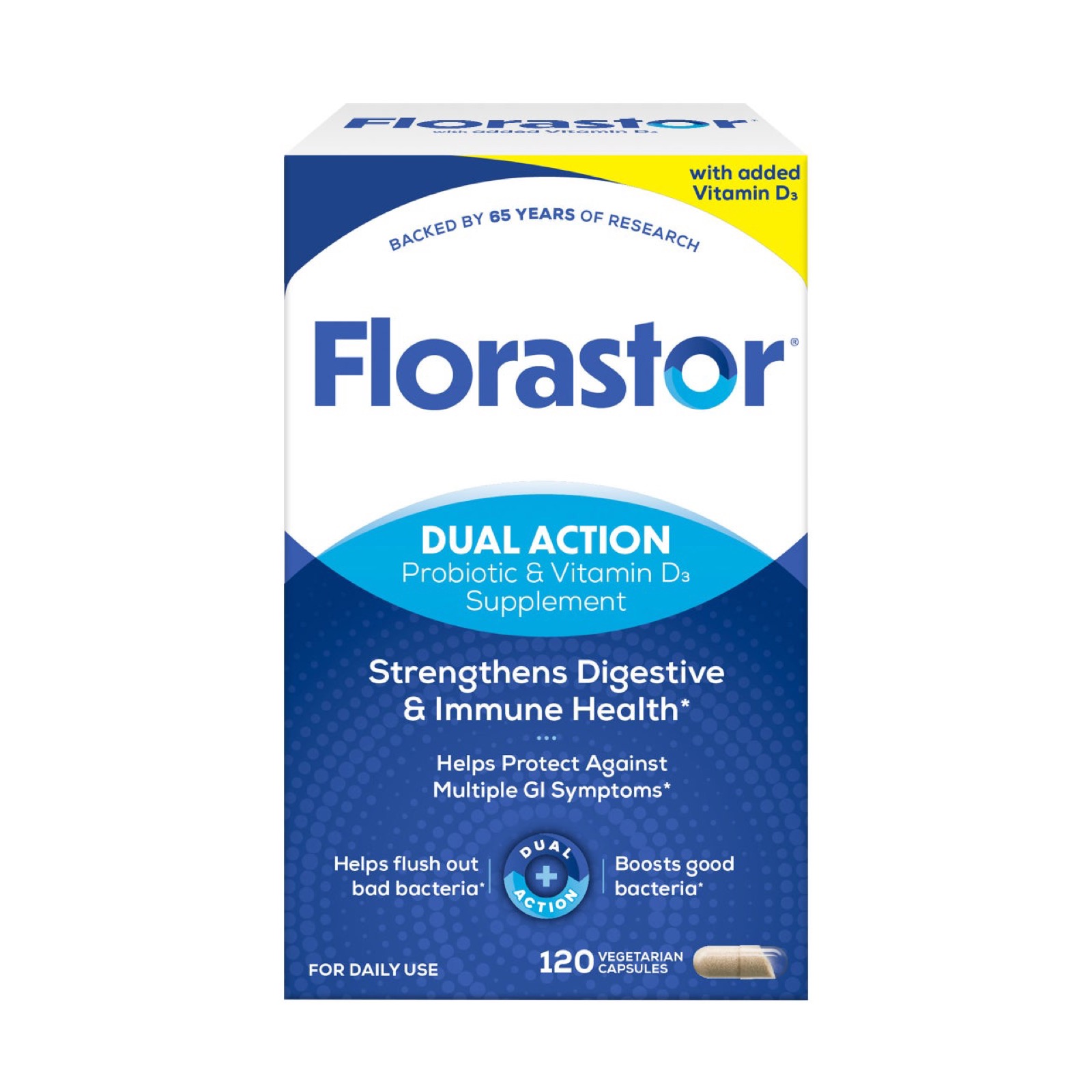 Florastor Daily Probiotic + Vitamin D3 益生菌膠囊（120顆）