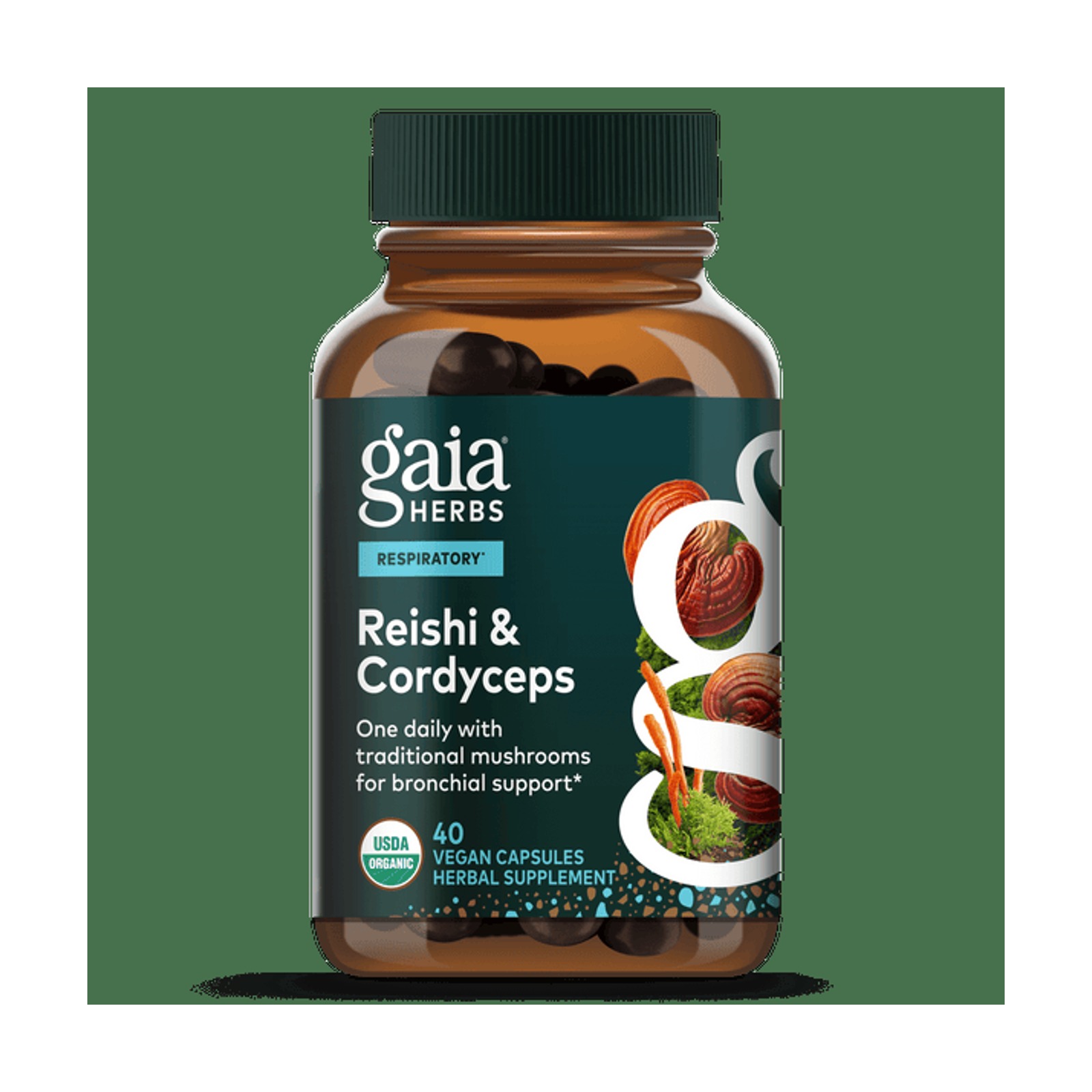 Gaia Herbs Reishi & Cordyceps 呼吸蘑菇配方（40粒）