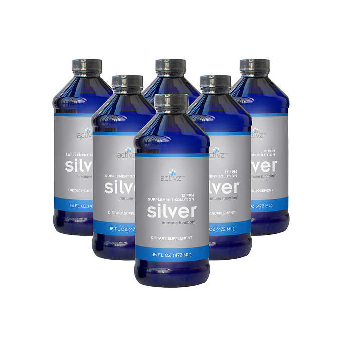 Activz Silver Liquid (12PPM), 6-pack, 16 oz. 離子銀溶劑（6瓶，16oz）